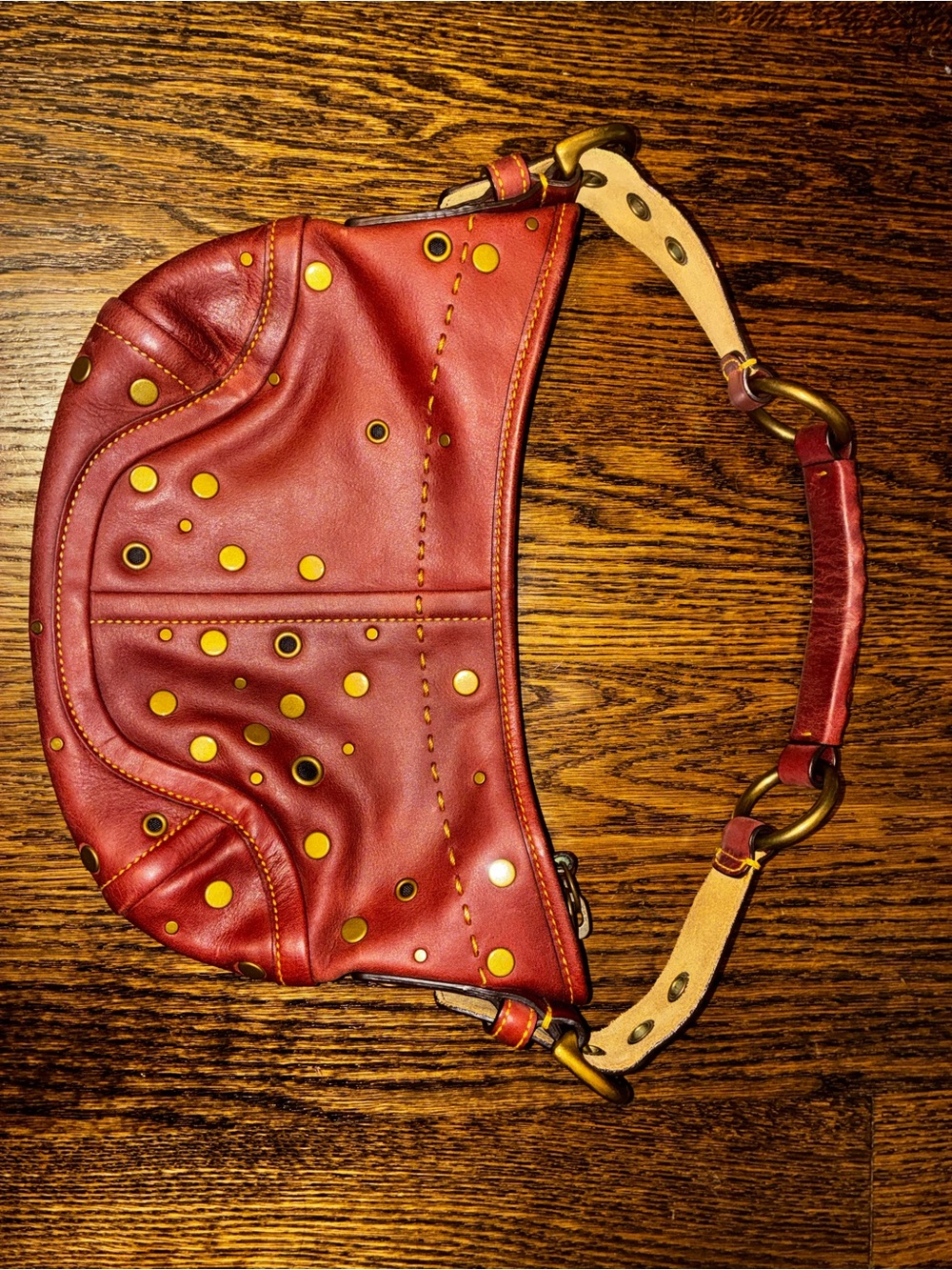 Coach Bag 9639 - Burgundy Studded Small SoHo Hobo